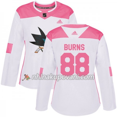 San Jose Sharks Dresy Brent Burns 88 Bílá 2017-2018 Adidas Růžová Fashion Authentic - Dámské San Jose Sharks Dresy Brent Burns 88 Bílá 2017-2018 Adidas Růžová Fashion Authentic - Dámské